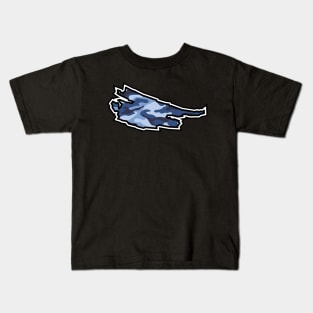 Saturna Island Silhouette in Blue Camouflage Pattern - Army Camo - Saturna Island Kids T-Shirt